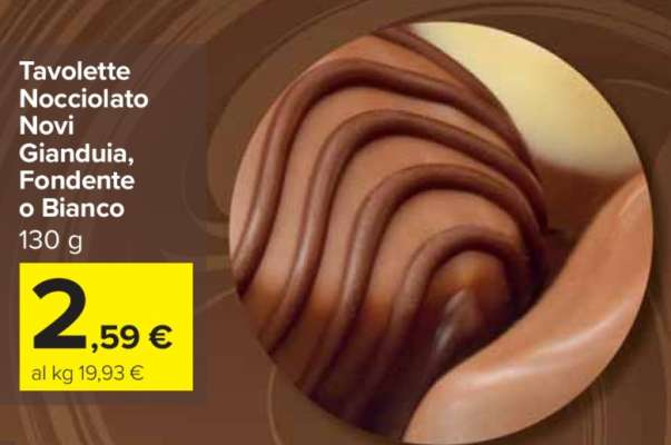 Tavolette Nocciolato Novi Gianduia, Fondente o Bianco