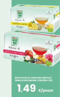 INFUSI SCELTA VERDE BIO MIRTILLI/FINOCCHIO/LIMONE E ZENZERO X20