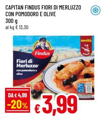 CAPITAN FINDUS FIORI DI MERLUZZO CON POMODORO E OLIVE