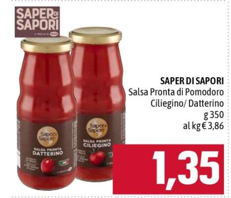 SAPER DI SAPORI Salsa Pronta di Pomodoro Ciliegino/ Datterino
