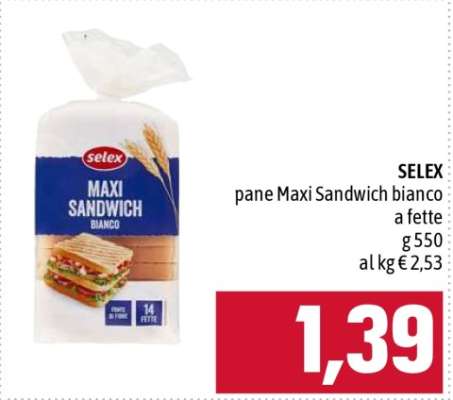 SELEX pane Maxi Sandwich bianco
