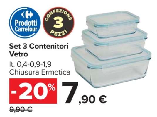 Set 3 Contenitori Vetro