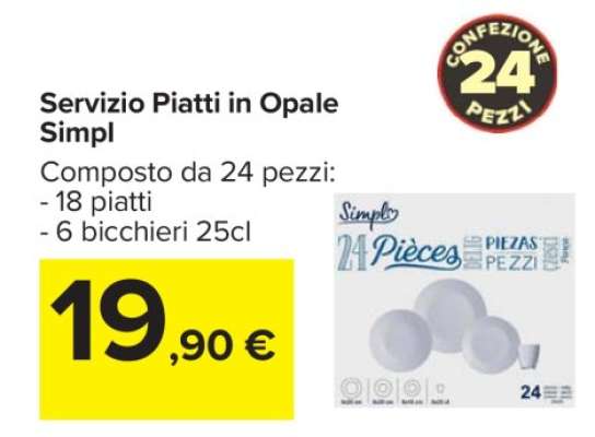 Servizio Piatti in Opale Simpl