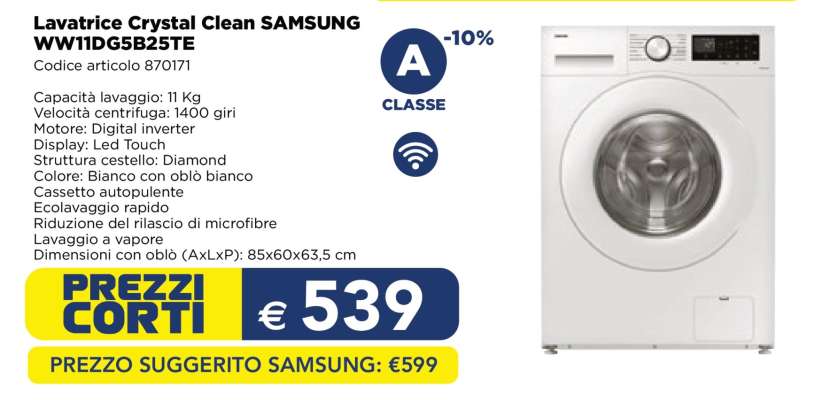 Lavatrice Crystal Clean SAMSUNG WW11DG5B25TE
