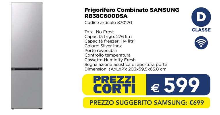 Frigorifero Combinato SAMSUNG RB38C600DSA