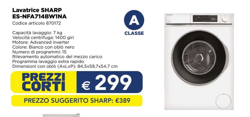 Lavatrice SHARP ES-NFA714BW1NA
