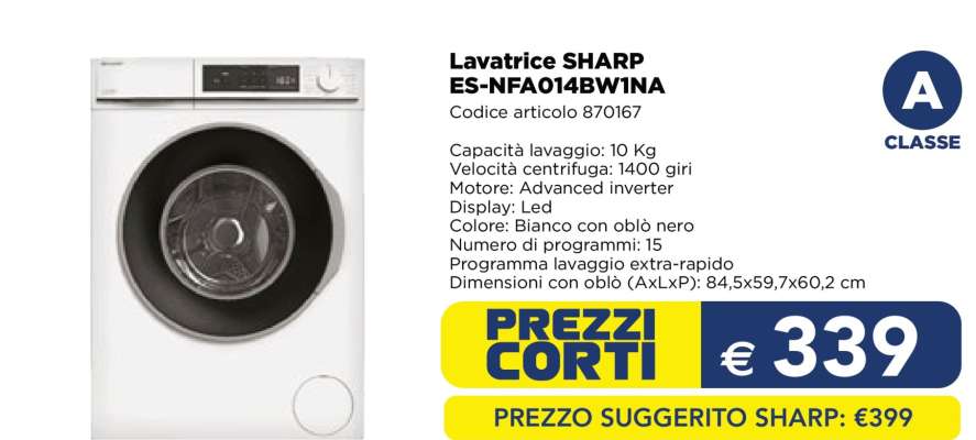 Lavatriche SHARP ES-NFA014BW1NA