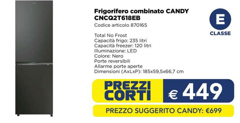 Frigorifero combinato CANDY CNC2T618EB