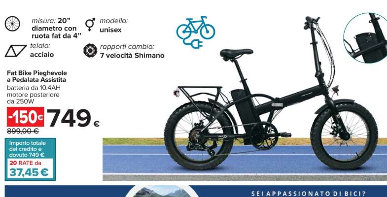 Fat Bike Pieghevole a Pedalata Assistita