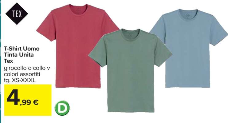 T-Shirt Uomo Tinta Unita Tex