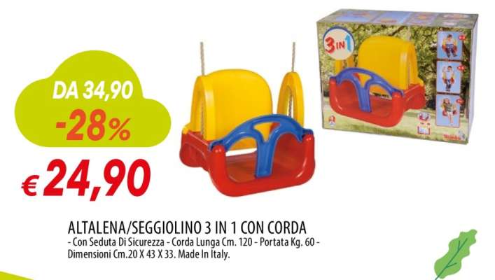 ALTALENA/SEGGIOLINO 3 IN 1 CON CORDA