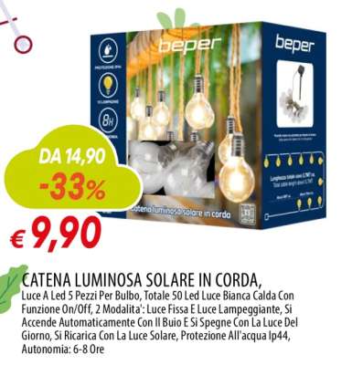 CATENA LUMINOSA SOLARE IN CORDA