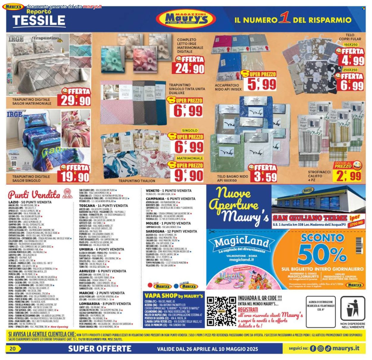 Volantino Maury's - 26/4/2025 - 10/5/2025. Pagina 1