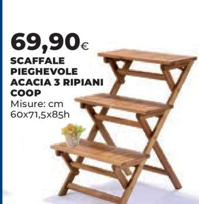 SCAFFALE PIEGHEVOLE ACACIA 3 RIPIANI COOP