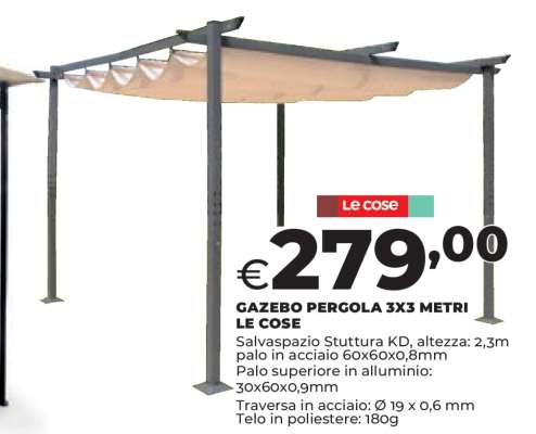 GAZEBO PERGOLA 3X3 METRI LE COSE
