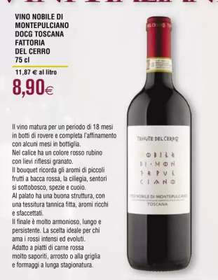 VINO NOBILE DI MONTEPULCIANO DOCG TOSCANA FATTORIA DEL CERRO 75 cl