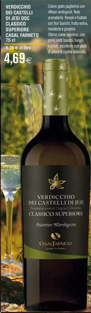 VERDICCHIO DEI CASTELLI DI JESI DOC CLASSICO SUPERIORE CASAL FARNETO 75 cl