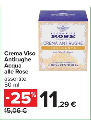 Crema Viso Antirughe Acqua alle Rose