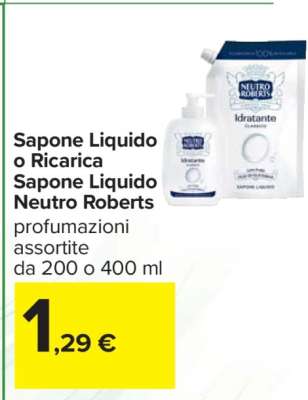 Sapone Liquido o Ricarica Sapone Liquido Neutro Roberts
