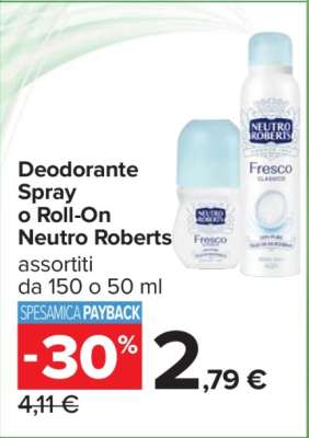 Deodorante Spray o Roll-On Neutro Roberts