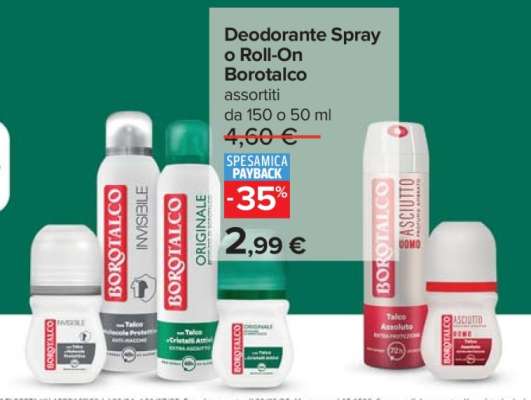 Deodorante Spray o Roll-On Borotalco
