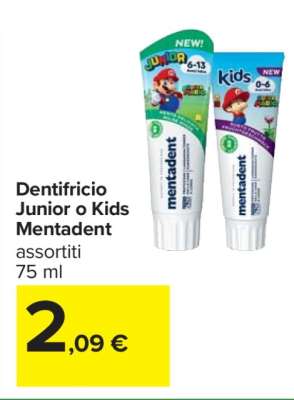 Dentifricio Junior o Kids Mentadent