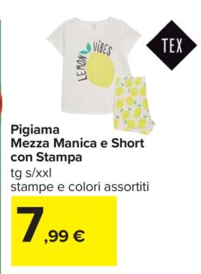 Pigiama Mezza Manica e Short con Stampa