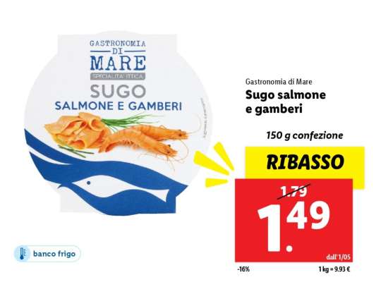 Sugo salmone e gamberi