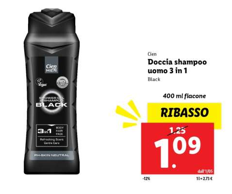 Cien Doccia shampoo uomo 3 in 1