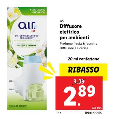 W5 Diffusore elettrico per ambienti