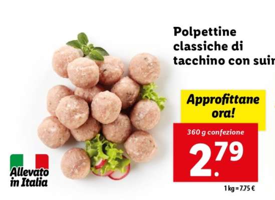 Polpettine classiche di tacchino con suino