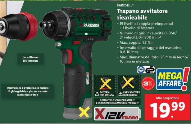 PARKSIDE Trapano avvitatore ricaricabile