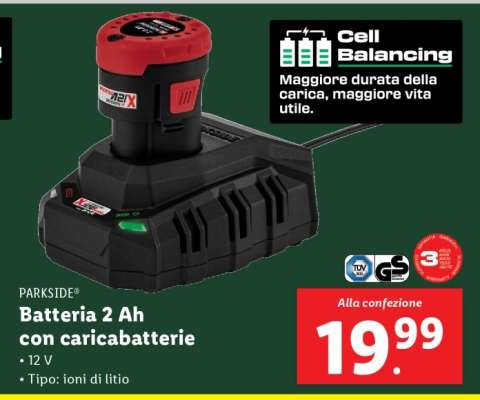 PARKSIDE Batteria 2 Ah con caricabatterie