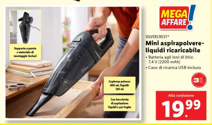 SILVERCREST® Mini aspirapolvere-liquidi ricaricabile