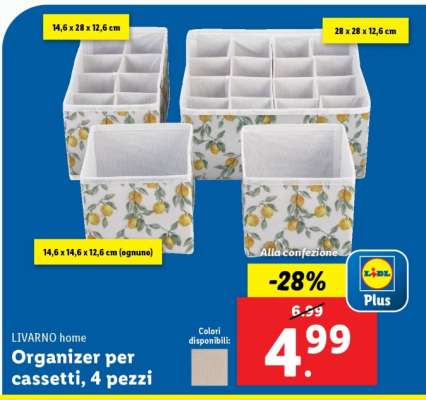 LIVARNO home Organizer per cassetti, 4 pezzi