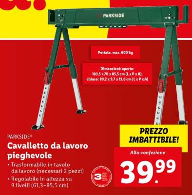 PARKSIDE Cavalletto da lavoro pieghevole