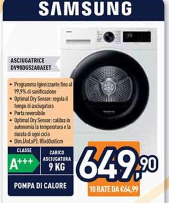 SAMSUNG ASCIUGATRICE DV90DG52A0AEET