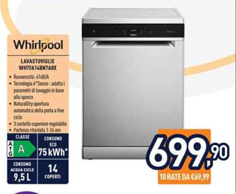 Whirlpool Lavastoviglie WH7F41BNA7OX
