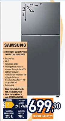 SAMSUNG FRIGORIFERO DOPPIA PORTA MAXI RT38C6624S9ES