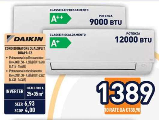 DAIKIN CONDIZIONATORE DUALSPLIT DUAL9+12
