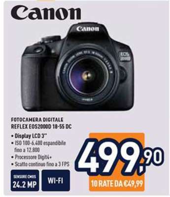 Canon Fotocamera Digitale Reflex EOS2000D 18-55 DC