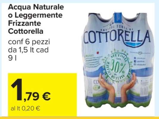 Acqua Naturale o Leggermente Frizzante Cottorella