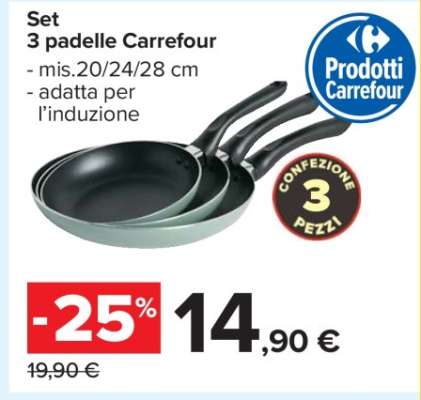 Set 3 padelle Carrefour