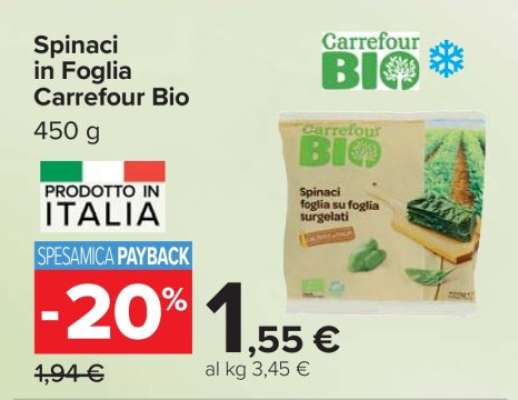 Spinaci in Foglia Carrefour Bio
