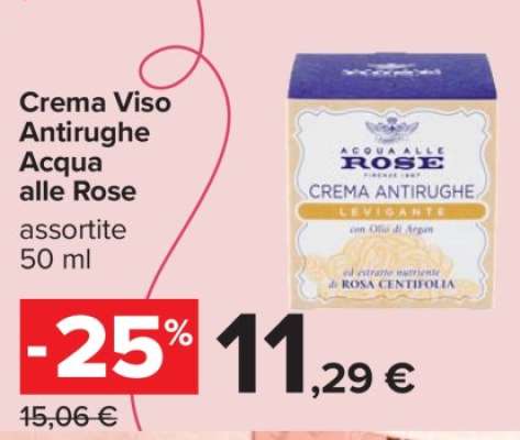 Crema Viso Antirughe Acqua alle Rose