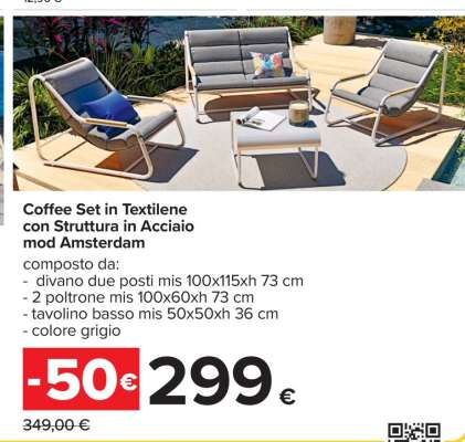 Coffee Set in Textilene con Struttura in Acciaio mod Amsterdam