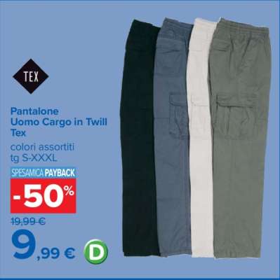 Pantalone Uomo Cargo in Twill Tex