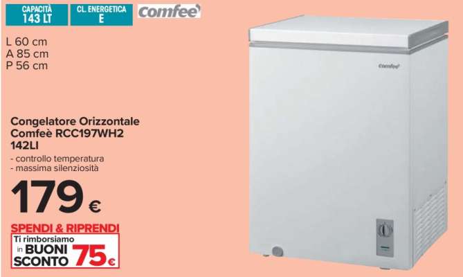 Congelatore Orizzontale Comfee RCC197WH2 142LI