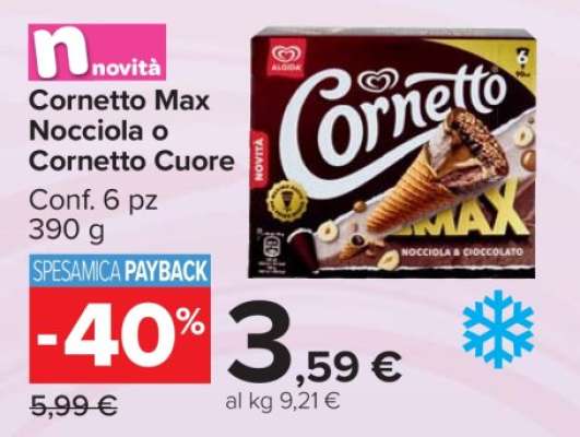 Cornetto Max Nocciola o Cornetto Cuore