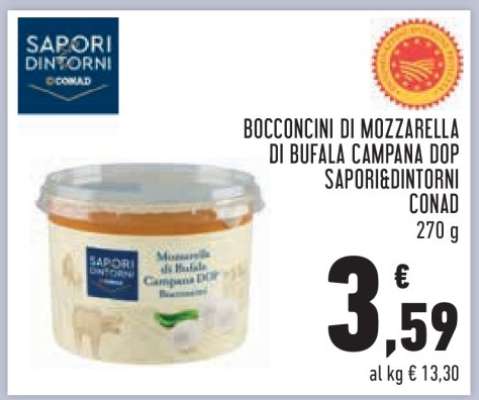 BOCCONCINI DI MOZZARELLA DI BUFALA CAMPANA DOP SAPORI&DINTORNI CONAD